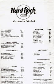 Pricelist Merchandise 1997